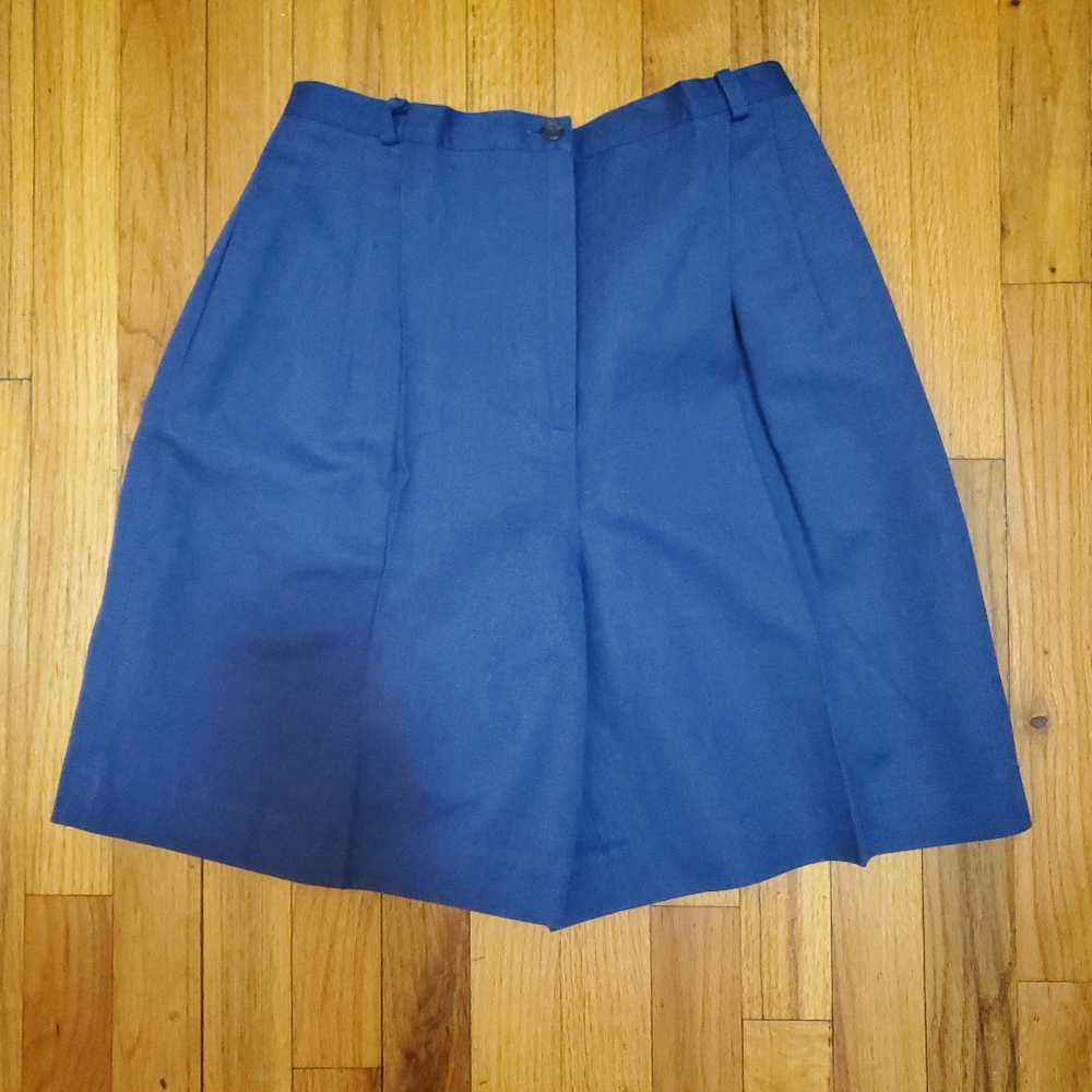 Harvé Benard Shorts Womens 8 Blue Linen Bermuda Walking Beach Vintage